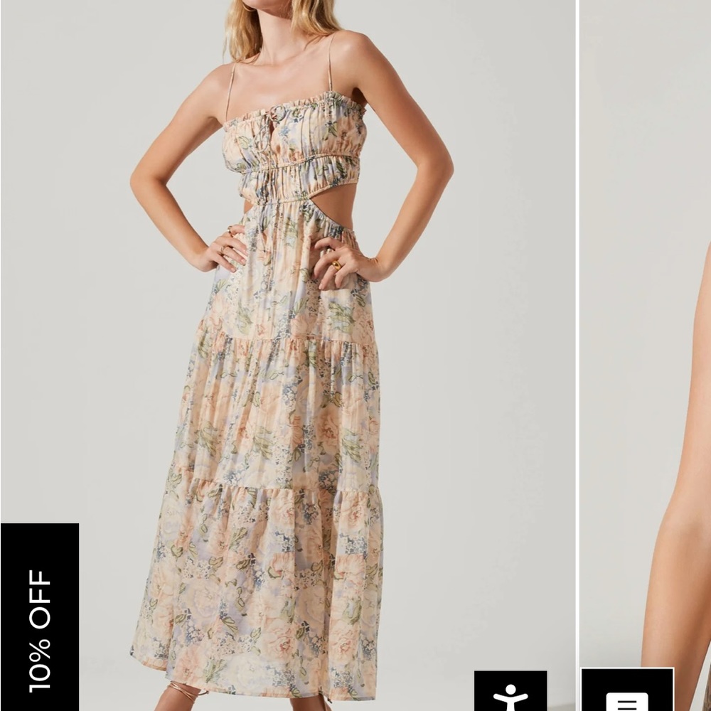 ASTR ODINA FLORAL SMOCKED TIERED MIDI DRESS